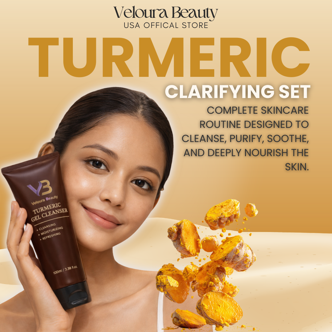 Veloura Turmeric Skincare Set – 5 Step Routine for Acne, Brightening & Hydrating Skin