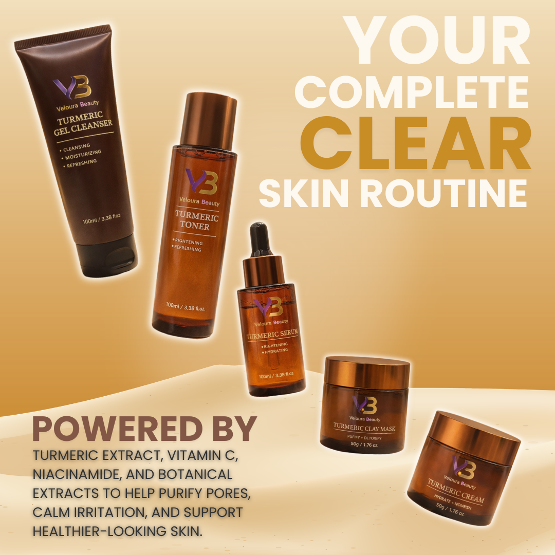 Veloura Turmeric Skincare Set – 5 Step Routine for Acne, Brightening & Hydrating Skin