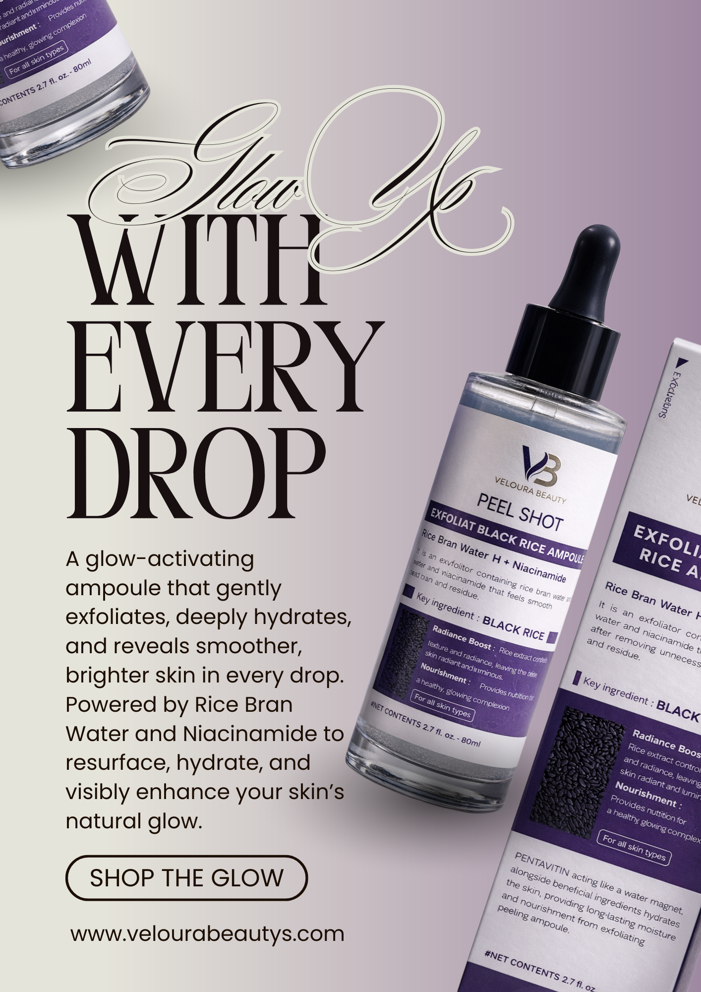 Veloura White Rice & Black Rice Peel Shot Set – Gentle Exfoliating Treatment for Brightening & Smooth Skin