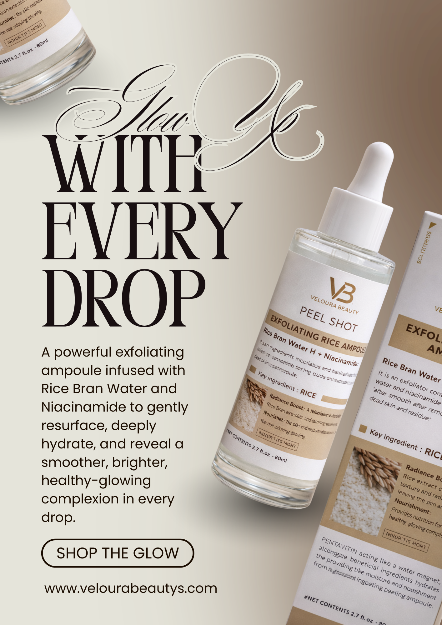 Veloura White Rice & Black Rice Peel Shot Set – Gentle Exfoliating Treatment for Brightening & Smooth Skin